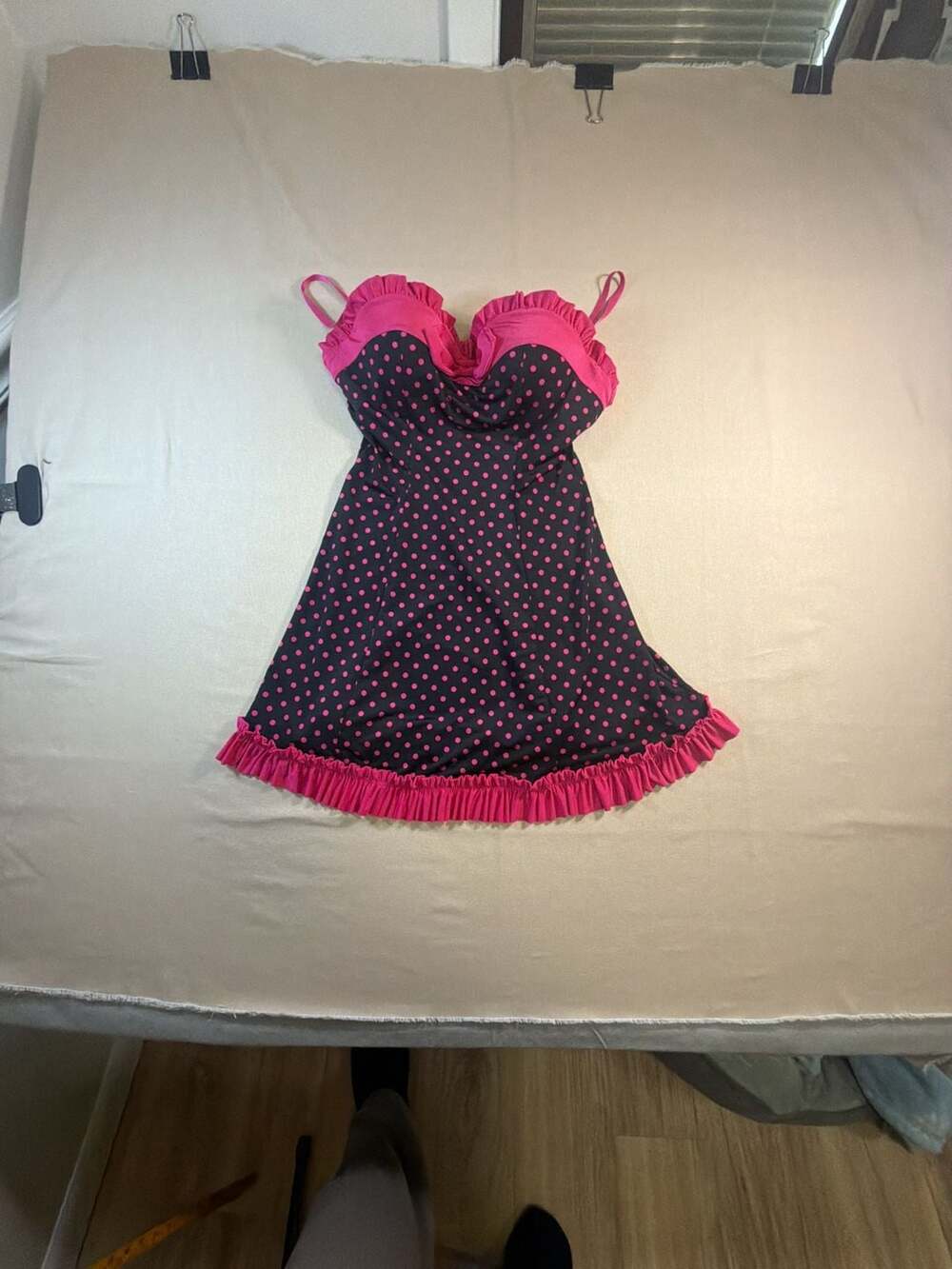 Victoria's Secret Sexy Little Things Push Up Slip Dress Size 36B Black Pink